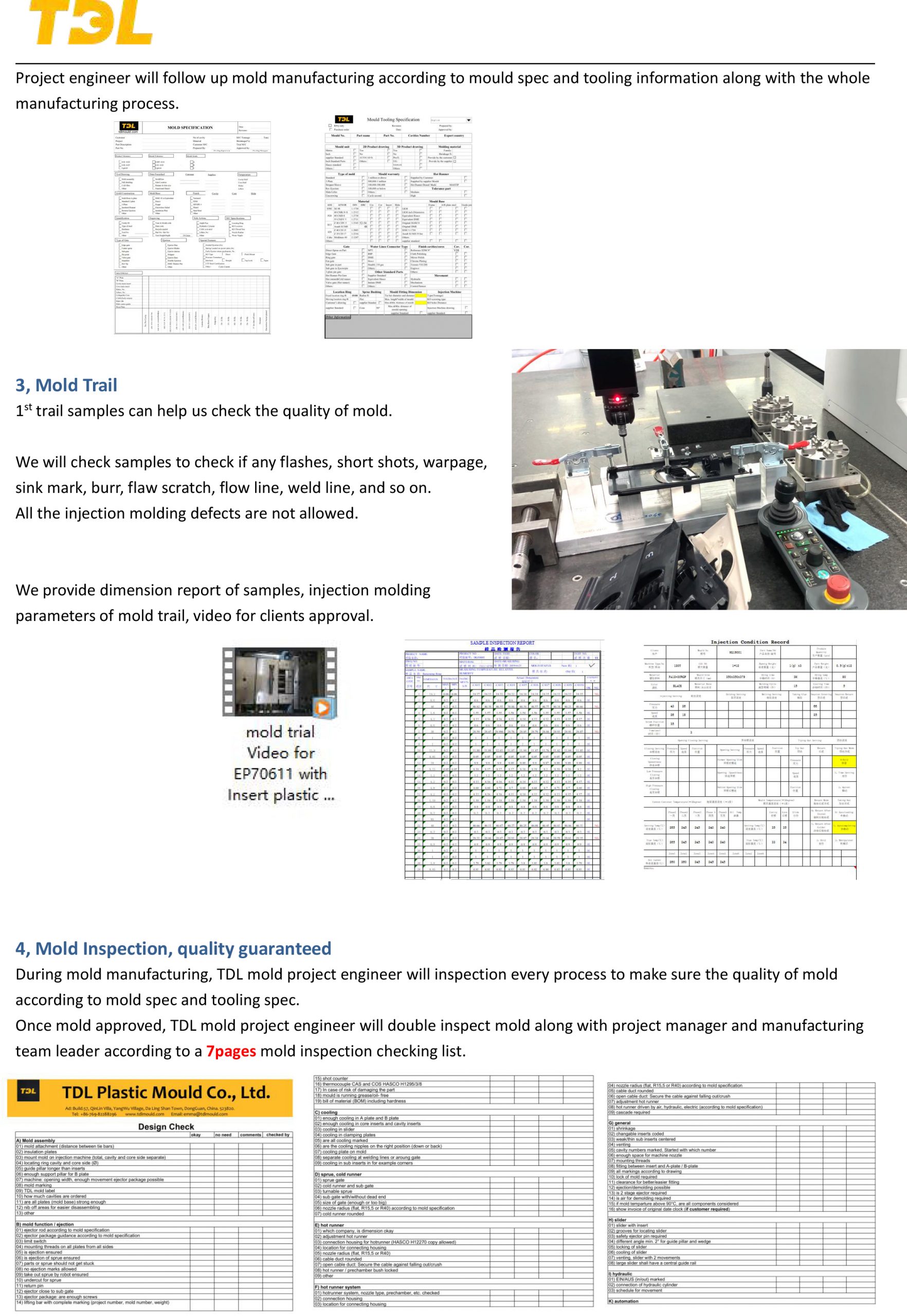 Plastic injection mold quality inspection checking listTDL mold